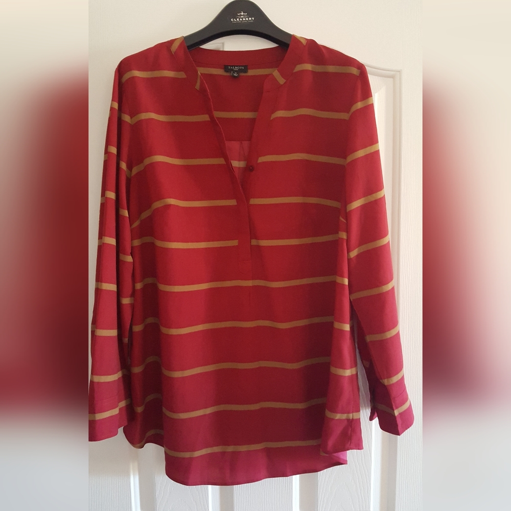 Talbots Red Gold Top XL